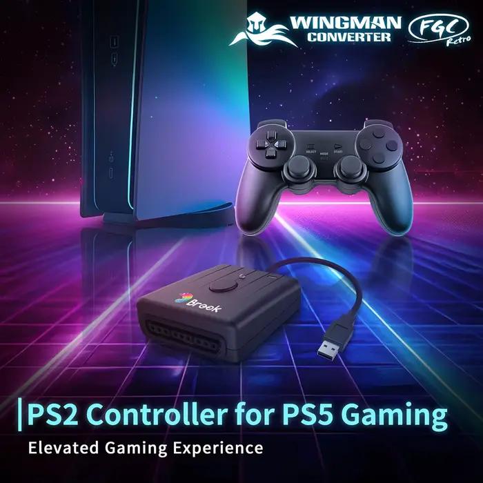 Contrôleur Brook Wingman FGC rétro PS 1/PS 2 pour PS 5/PS 4/PC Compatible avec les tapis de danse bâtons d'arcade contrôleurs de jeu de rythme