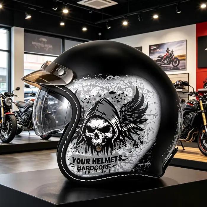 Casque de moto ouvert vintage tendance, unique, rétro 3/4, homologué ECE DOT, toutes saisons