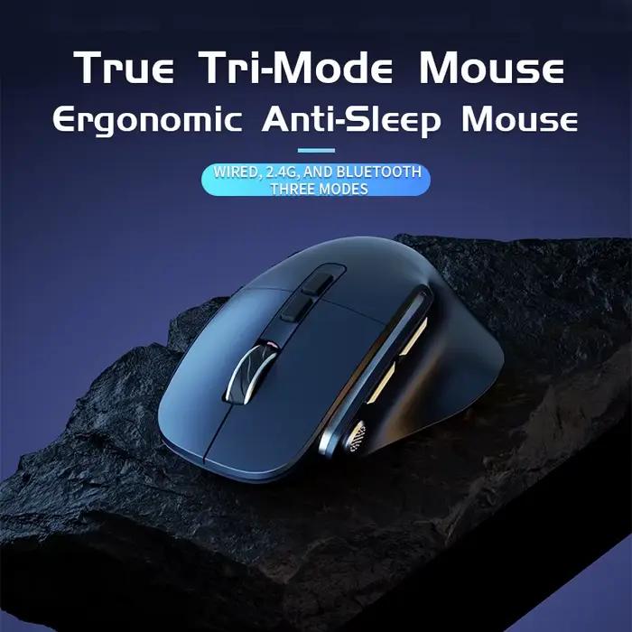 Souris sans fil Lenovo 3 modes Bluetooth 5.3+2.4G+Filaire Ergonomique RGB Gaming avec touches macro Rechargeable pour bureau et jeux pour joueurs et professionnels