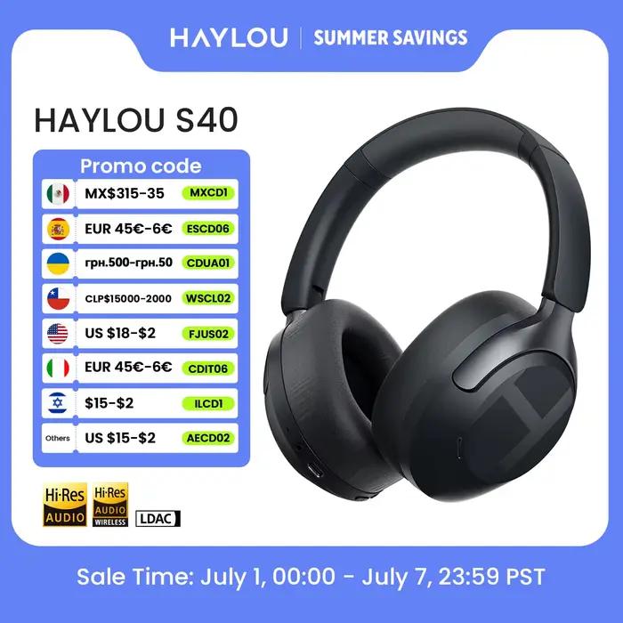 Casque sans fil HAYLOU S40 ANC avec réduction de bruit de 50 dB