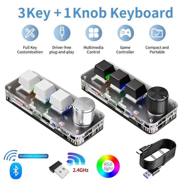 3 touches 1 bouton personnaliser clavier 2.4G Bluetooth programmation Macro