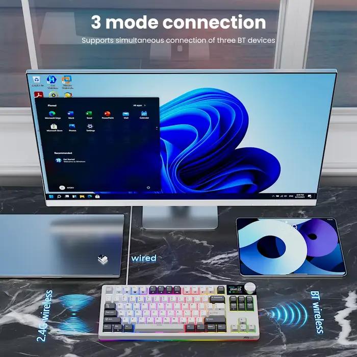 RK ROYAL KLUDGE S85 TFT couleur Screent clavier mécanique Tri Mode sans fil 85 touches