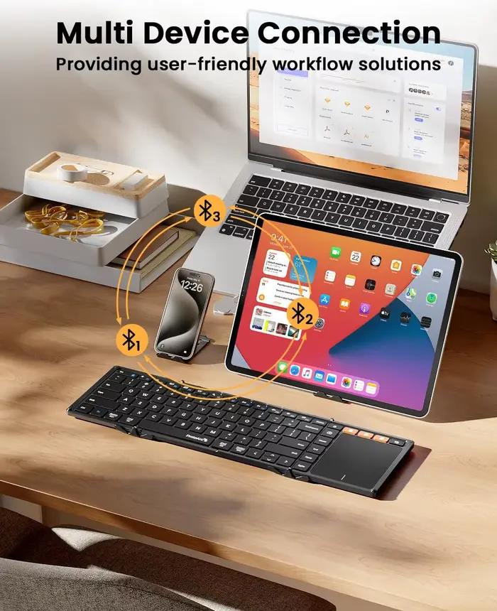 XK01 TP clavier pliable avec pavé tactile claviers de voyage Bluetooth pliants pour iPad iPhone ordinateur portable