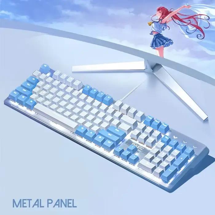 Clavier mécanique filaire blanc-bleu/blanc-violet