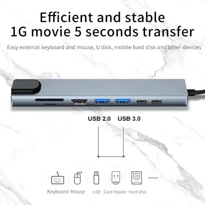 Hub USB C 8 en 1, 7 en 2