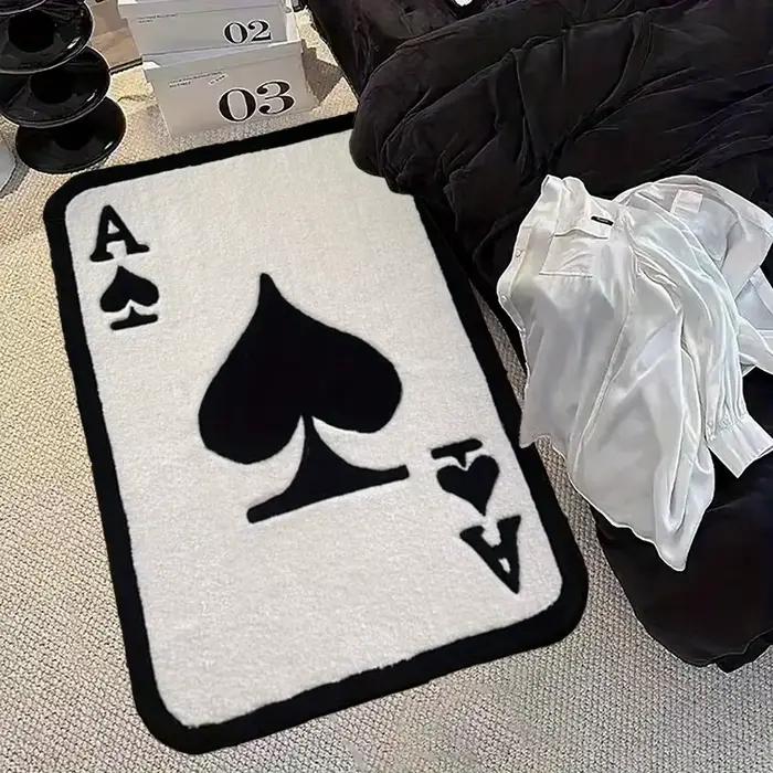 Tapis VIKAMA Ace of Spades 100% Polyester Tapis Créatif avec Motifs de Plantes Polyvalent pour Chambre, Salon, Cuisine, Salle de Bain et Extérieur