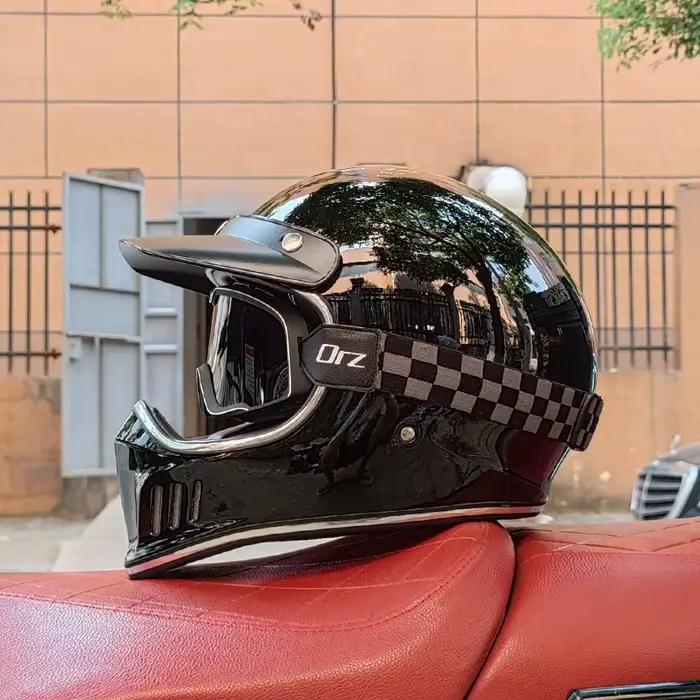 Casque de moto rétro, café Racer rétro, personnalité, intégral, certifié DOT, Jet