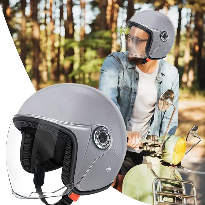 Casque de moto léger, visage ouvert, équipement de protection, couvre-chef respirant avec visière pour hommes et femmes, pour les déplacements