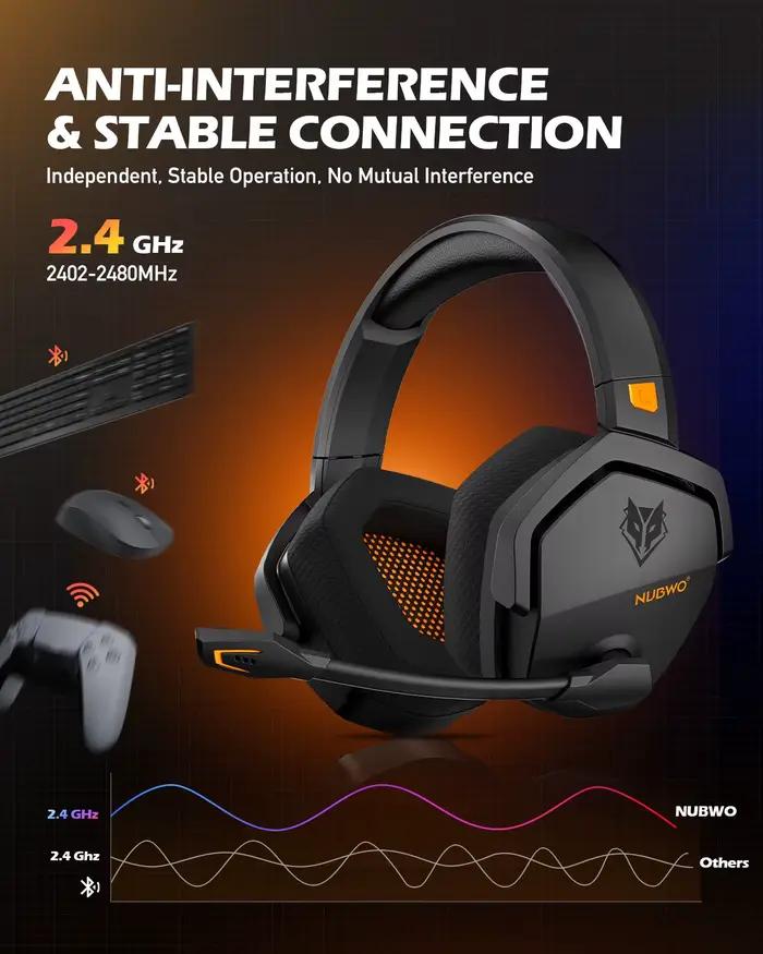 NUBWO G06 double casque de jeu sans fil 2.4GHz Bluetooth 5.3 casques Gamer avec Microphone pour PS5