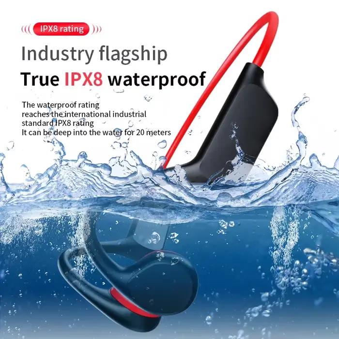 Écouteurs à Conduction Osseuse Étanche IPX8 MP3 32 Go Bluetooth 5.4 Sans Fil avec Micro pour Natation Sport Fitness Nouveauté 2026