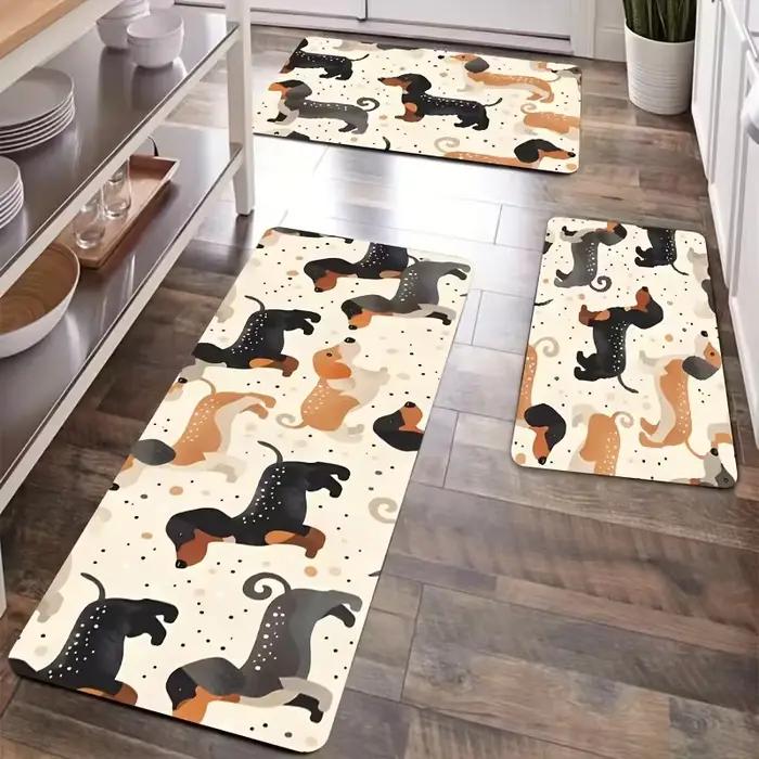 Tapis de porte mignon motif chien teckel de dessin animé, tapis de couloir, tapis de salon, tapis de cuisine, tapis de chambre, paillasson d'intérieur, décoration d'entrée