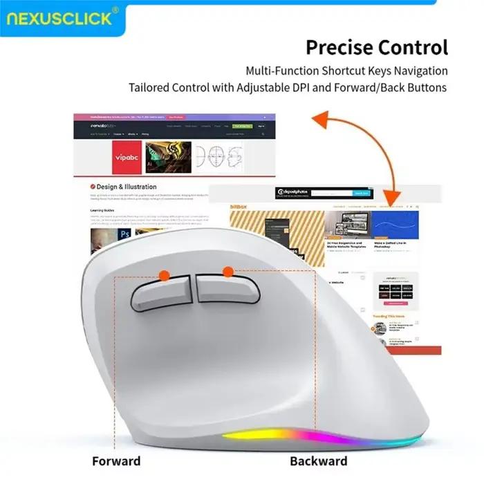 Souris sans fil ergonomique verticale NexusClick double mode BT/2.4G