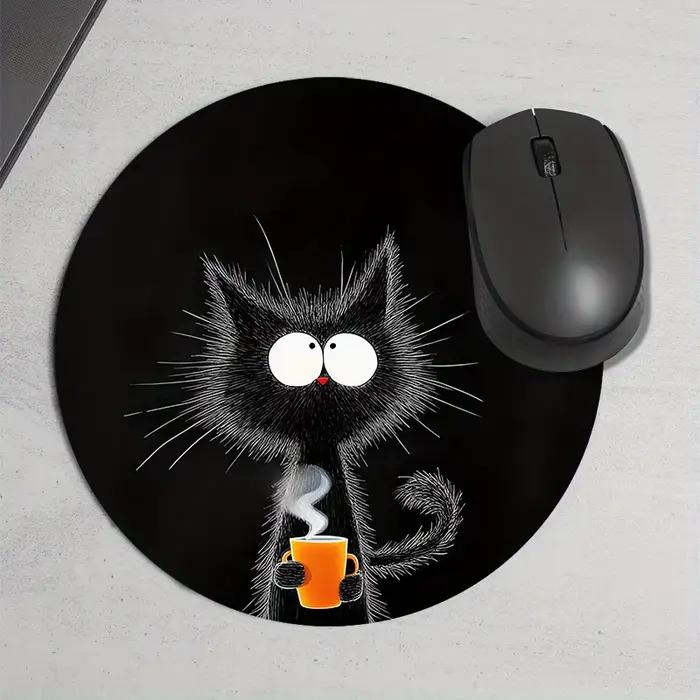 Tapis de souris rond chat noir