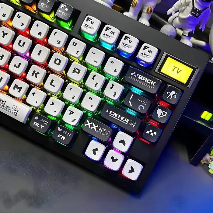 Pudding MDA Keycaps PBT 122 touches translucide binaire Anime adapté aux claviers mécaniques 60/80/87/98/104/108