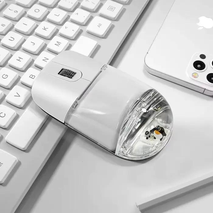 Frutiger Aero Aqua souris liquide 2.4G Bluetooth sans fil mignon flottant Aquarium Animal optique océan poupée