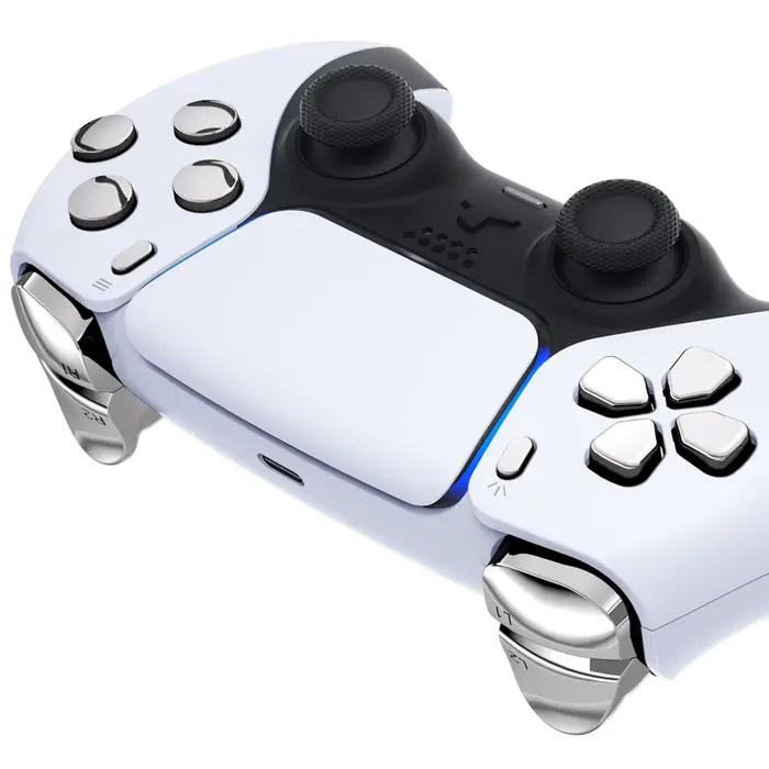 EXtremeRate Remplacement Ensemble complet lèvent Compatible avec la manette ps5 BDM-030 BDM-040 série BDM-050 - Chrome