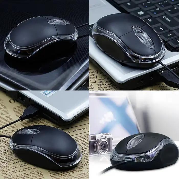 Mini souris optique filaire USB LED ergonomique à 3 boutons pour PC