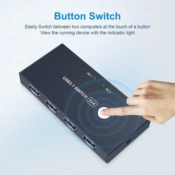 Commutateur KVM USB 2.0 Plug and Play adapté au clavier Windows 10