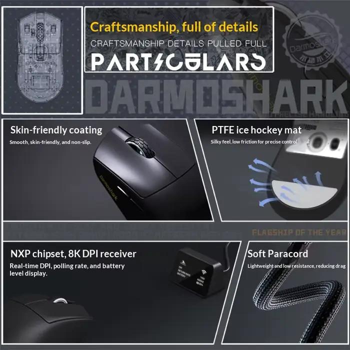 Souris de jeu sans fil Darmoshark M9 Tri-Mode