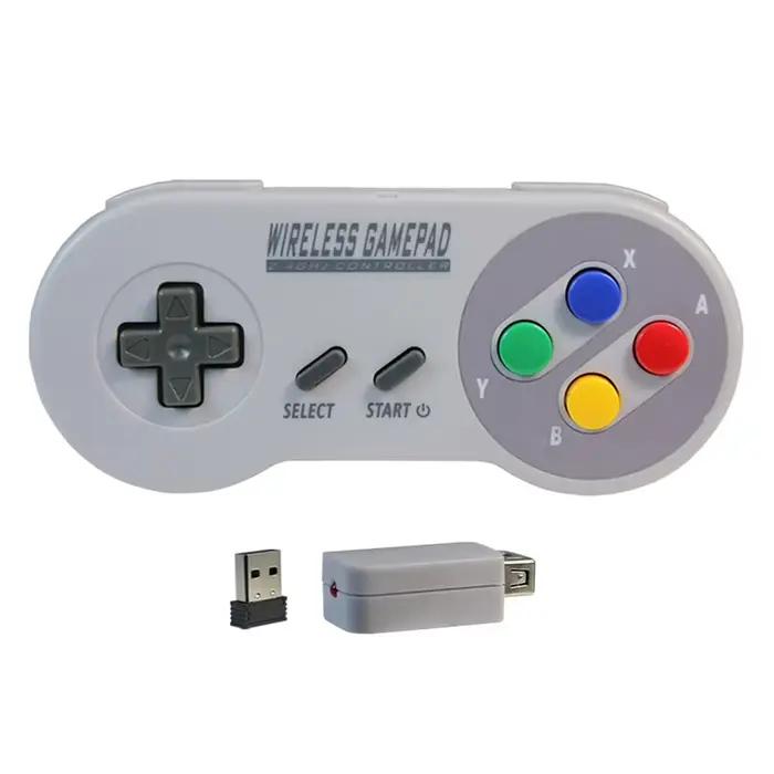 2 contrôleur de jeu récepteur sans fil bouton coloré 2.4G manette Joypad Joystick Compatible pour SNES Mini PC Windows NS Switch