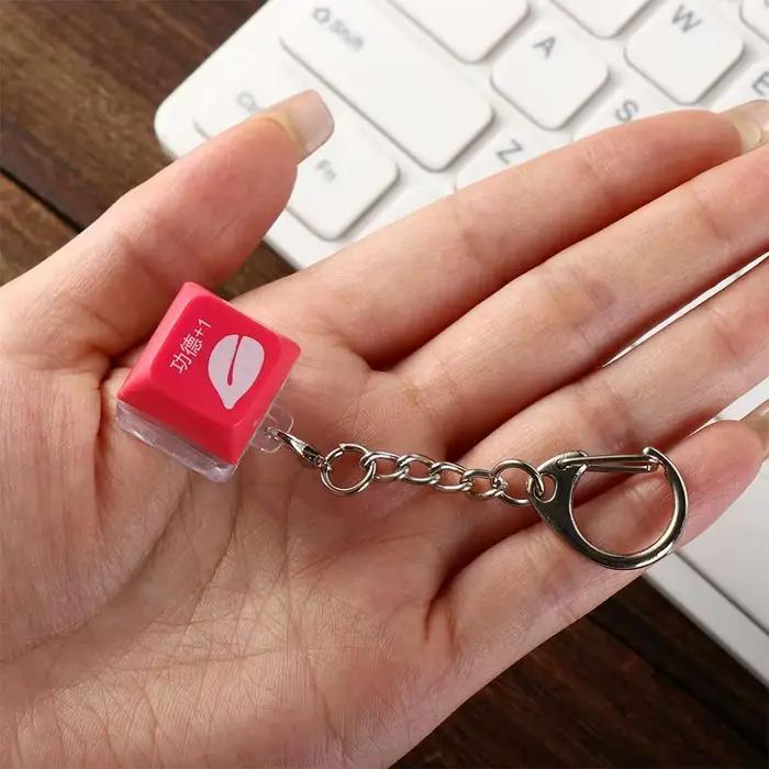 LED en bois poisson clavier porte-clés ABS