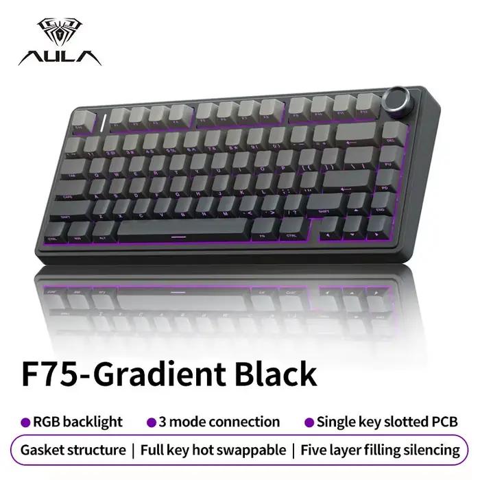 AULA F75 clavier mécanique de jeu rvb personnalisé 75% disposition joint de gravure latérale monté 80 touches PBT