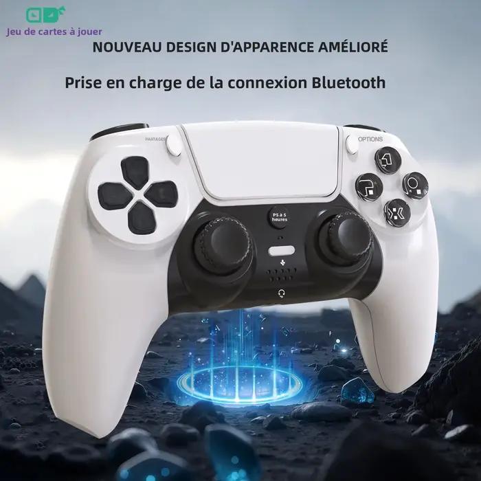 GAMINJA P50A contrôleur de jeu sans fil pour PS5/PC boutons en cristal Transparent Gyroscope à Six axes avec pavé tactile ergonomique