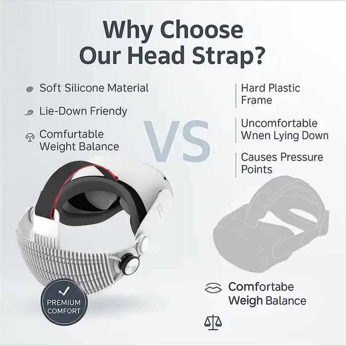Sangle de tête réglable en silicone souple B68C pour Meta Oculus Quest 2 VR