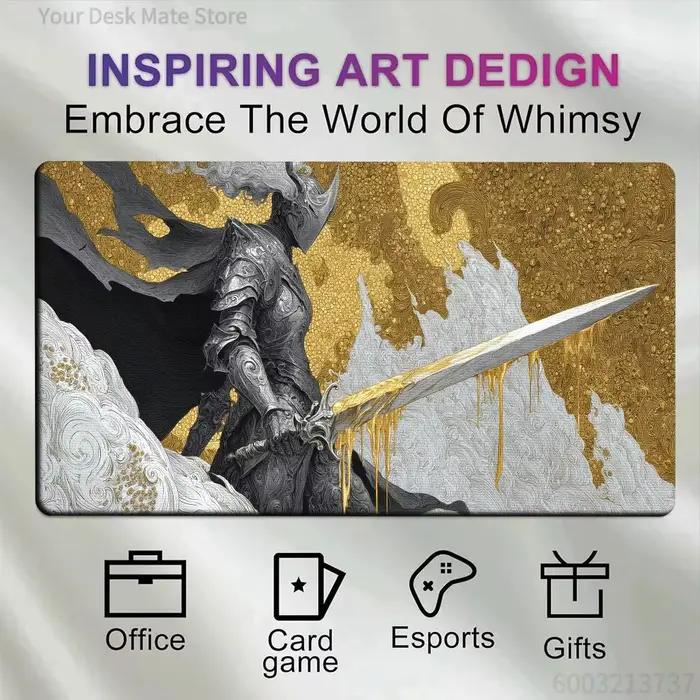 Tapis de jeu MTG Guerrier Blindé en argent antidérapant et durable pour Magic The Gathering occasions spéciales et cadeaux personnalisés