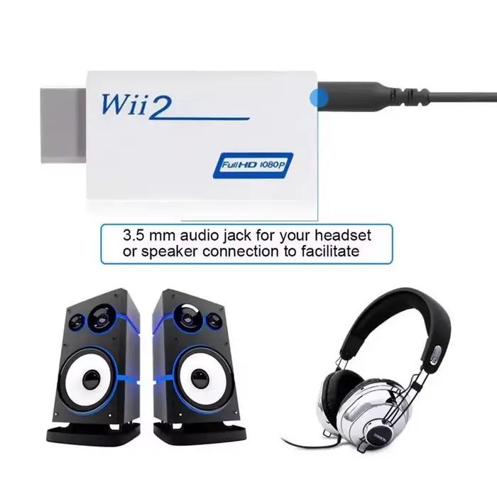 Adaptateur de convertisseur compatible HDMI Full HD 1080P pour console Wii pour Wii 2 Câble audio
