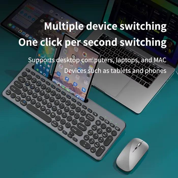Clavier sans fil silencieux double mode : BT et 2