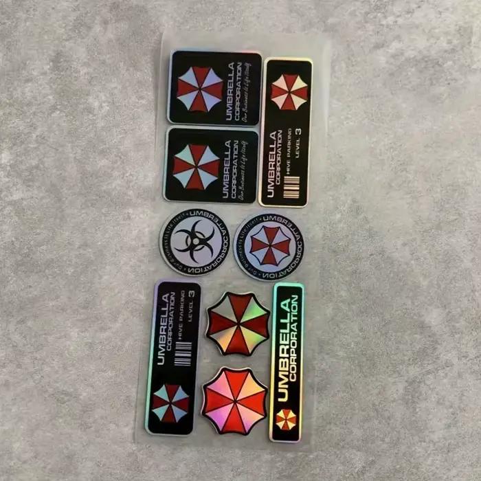 Autocollant holographique avec logo Biohazard Umbrella, autocollant en vinyle durable et imperméable, ornement DIY pour voiture, moto, casque