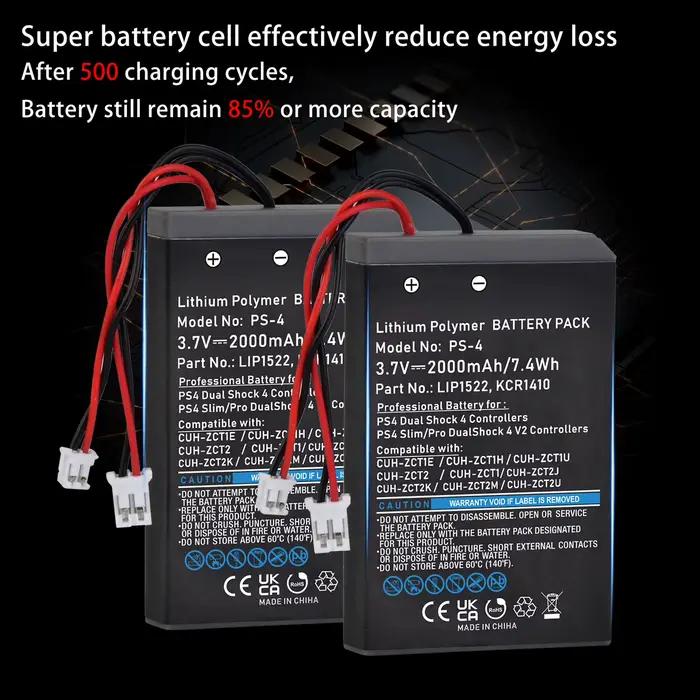 2000mAh PS4 Contrôleur Batterie pour Sony PlayStation 4 PS4 Pro DualShock4 KCR1410 LIP1522 CUH-ZCT1E CUH-ZCT2 Sans Fil