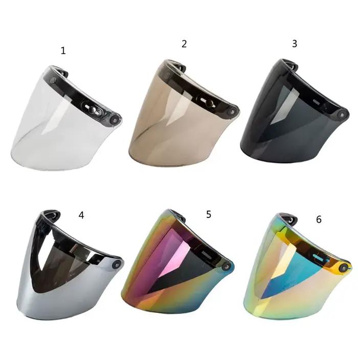 Visière de casque à 3 boutons pour lentille Patricia, pare-soleil, degré d'usure pour moto 3/4, visage ouvert