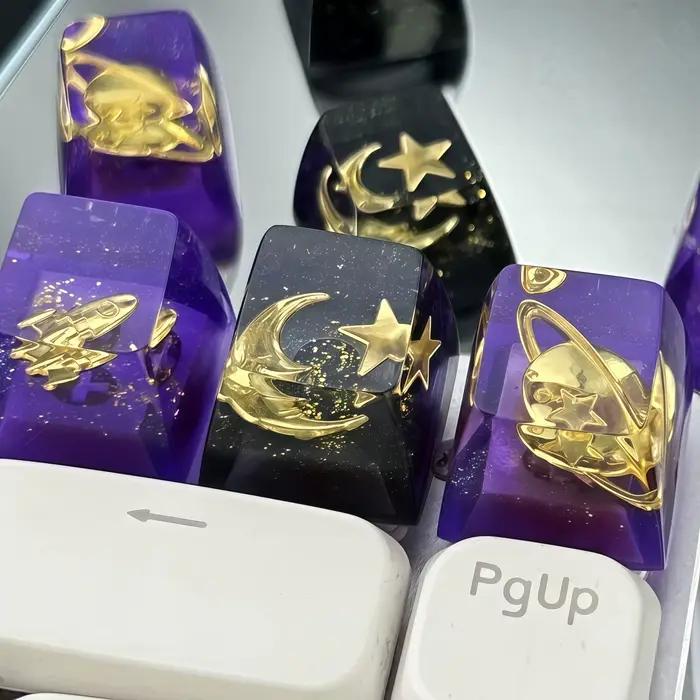 Artisan personnalisé bricolage clavier mécanique résine Keycaps joli soleil et lune/étoiles conception