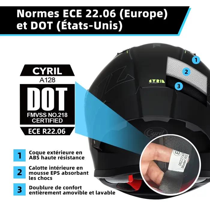 Casque de moto intégral pour hommes et femmes, certifié ECE européen, homologué DOT