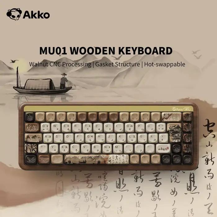 Akko MU01 Mountain Seclusion clavier mécanique en bois disposition ISO-UK/DE rvb échange à chaud BT/2.4G