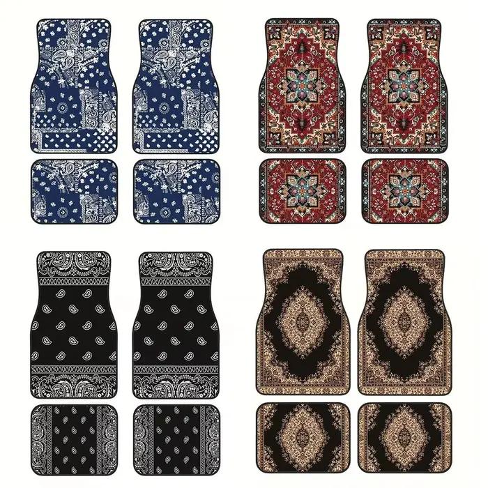 4 tapis de sol de voiture rétro bohèmes, antidérapants, résistants à la saleté, style tapis persan, robustes, pour la décoration et la protection des sols de voiture