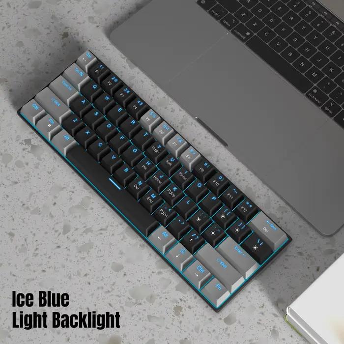 MK-Star61 60% clavier de jeu mécanique 61 touches bleu mer rétro-éclairé petit Compact Portable 60 pour cent