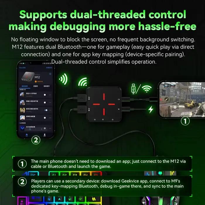 Gamwing M12 clavier de jeu Mobile et adaptateur de convertisseur de contrôleur de souris Delta Force pour jeux natifs Call of Duty pour Android et iOS