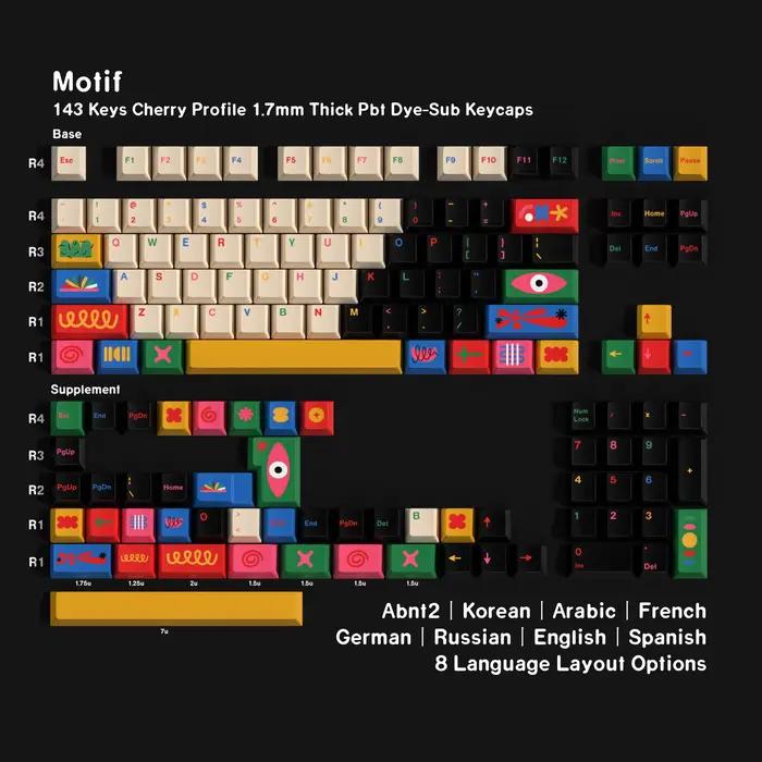 GMK Motif Keycaps colorant sous allemand coréen espagnol arabe français russe ISO ANSI grand ensemble 143 touches pour clavier mécanique