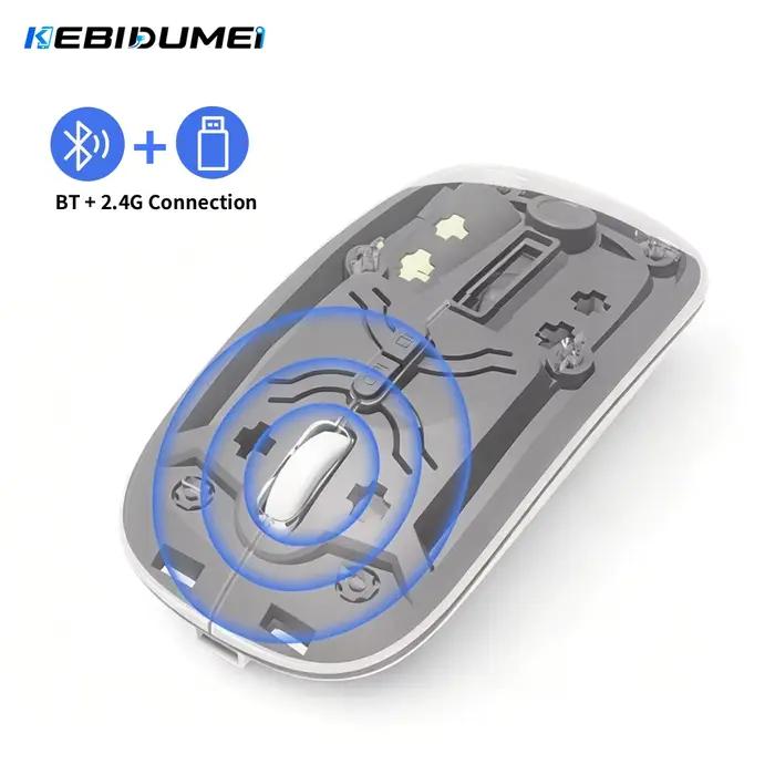 Souris sans fil KEBIDUMEI transparente double mode Bluetooth 2.4G