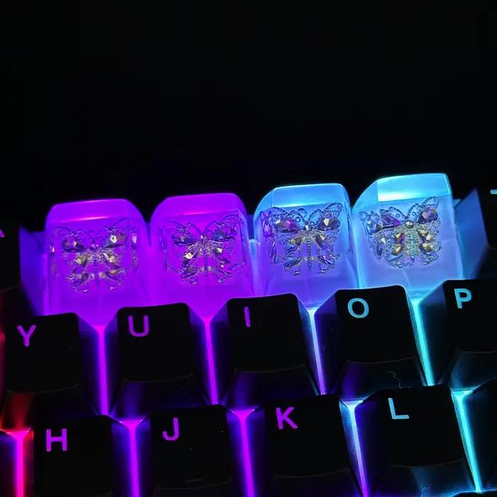 Clavier mécanique bricolage translucide papillon Keycaps résine Artisan