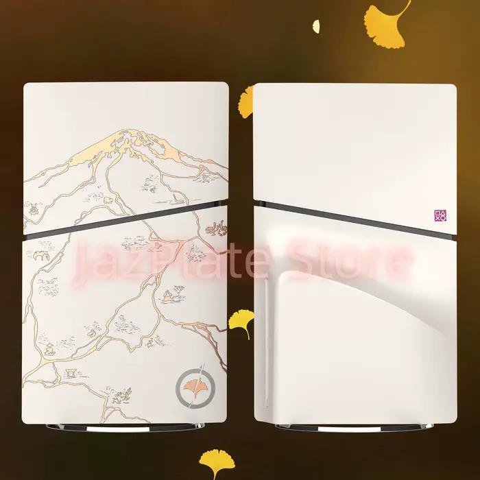 Pour Playstation 5/pour PS5 Pro/pour PS5 Console à disque mince plaque frontale fantôme limitée coque Yotei de remplacement avec autocollant Logo doré