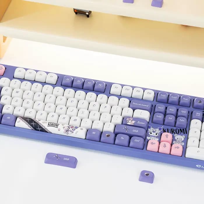 Clavier mécanique Akko x Kuromi 3108 2,4 GHz et filaire, clavier mignon de dessin animé, cadeau pour les fans de claviers mécaniques