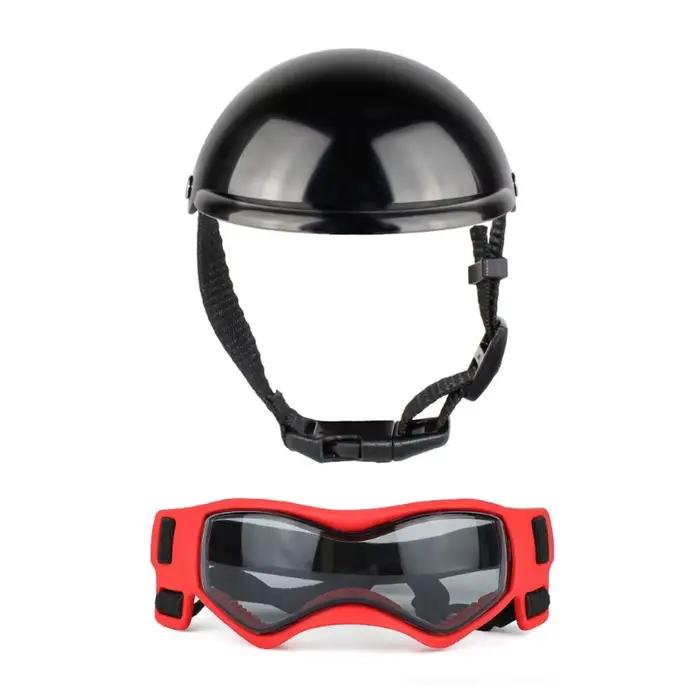 Casque pour chien avec trou d'oreille casque + lunettes soleil casquette pour chien chapeau rigide pour
