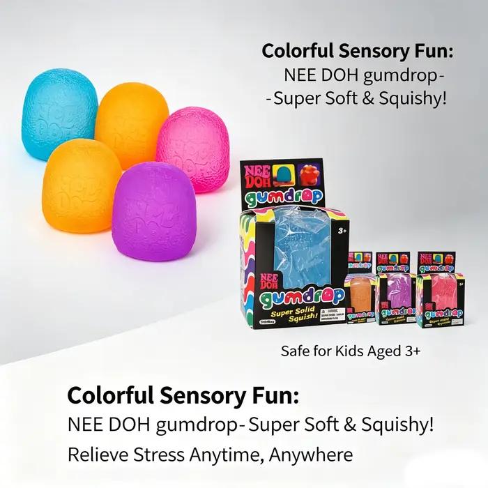 Schylling Mini Candy NeeDoh Gumdrop Jouet sensoriel souple anti-stress Balle à presser Boîte surprise