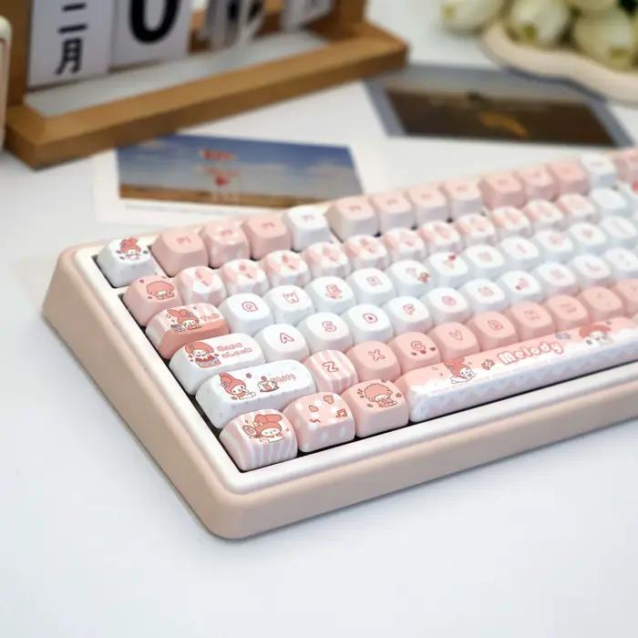 136 touches My Melody PBT Keycaps MOA Dye-Sub MX Ensemble de clavier mécanique pour 61/64/68/87/96/104/108
