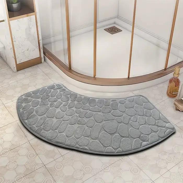 Tapis de salle de bain incurvé, épais, absorbant, pour salle de douche, toilettes, salle de bain, antidérapant, résistant à la saleté, pour entrée