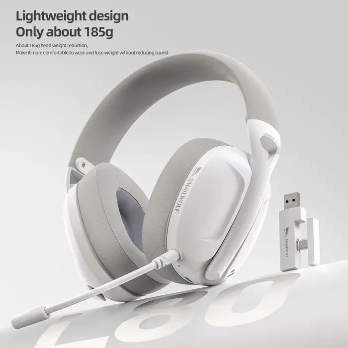 Casque SMAILWOLF L80 Bluetooth sans fil filaire trois modes pour jeu ordinateur portable maison confortable avec microphone pour gamer et communication sociales